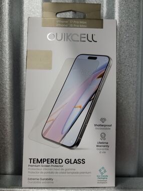 Quikcell Tempered Glass Screen Protector for iPhone 17/16 Pro Max - Clear